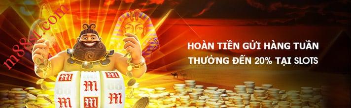 Hoàn tiền gửi hàng tuần cực cao tại trò chơi Slots